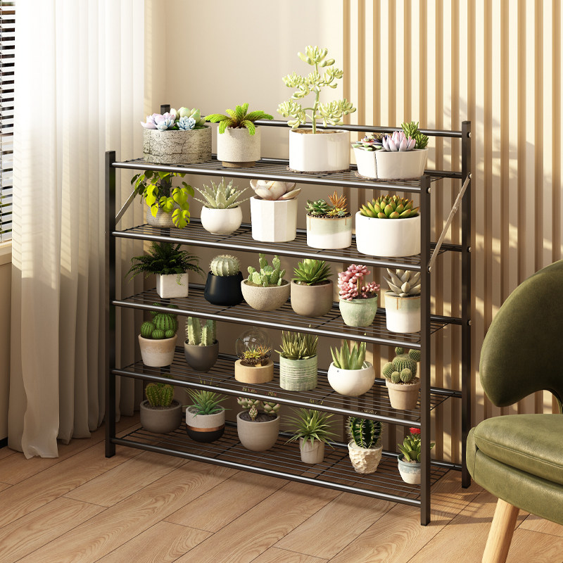 可折叠铁艺花架阳台置物架