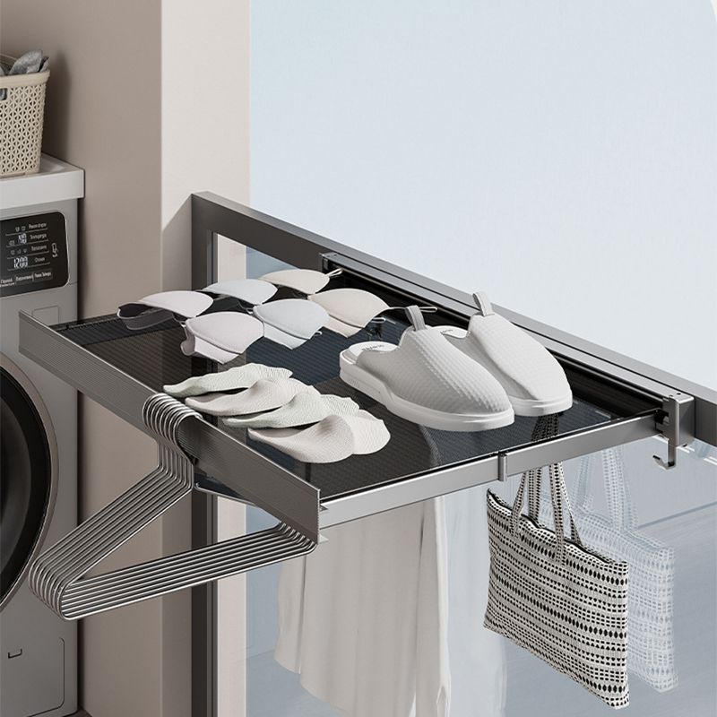 阳台抽拉式折叠网窗户晾衣架