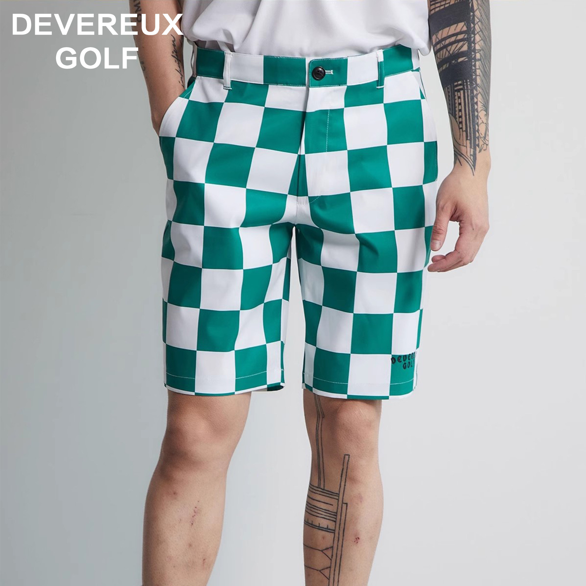 DEVEREUX GOLF 高尔夫时尚格子短裤男速干弹力运动休闲商务五分裤
