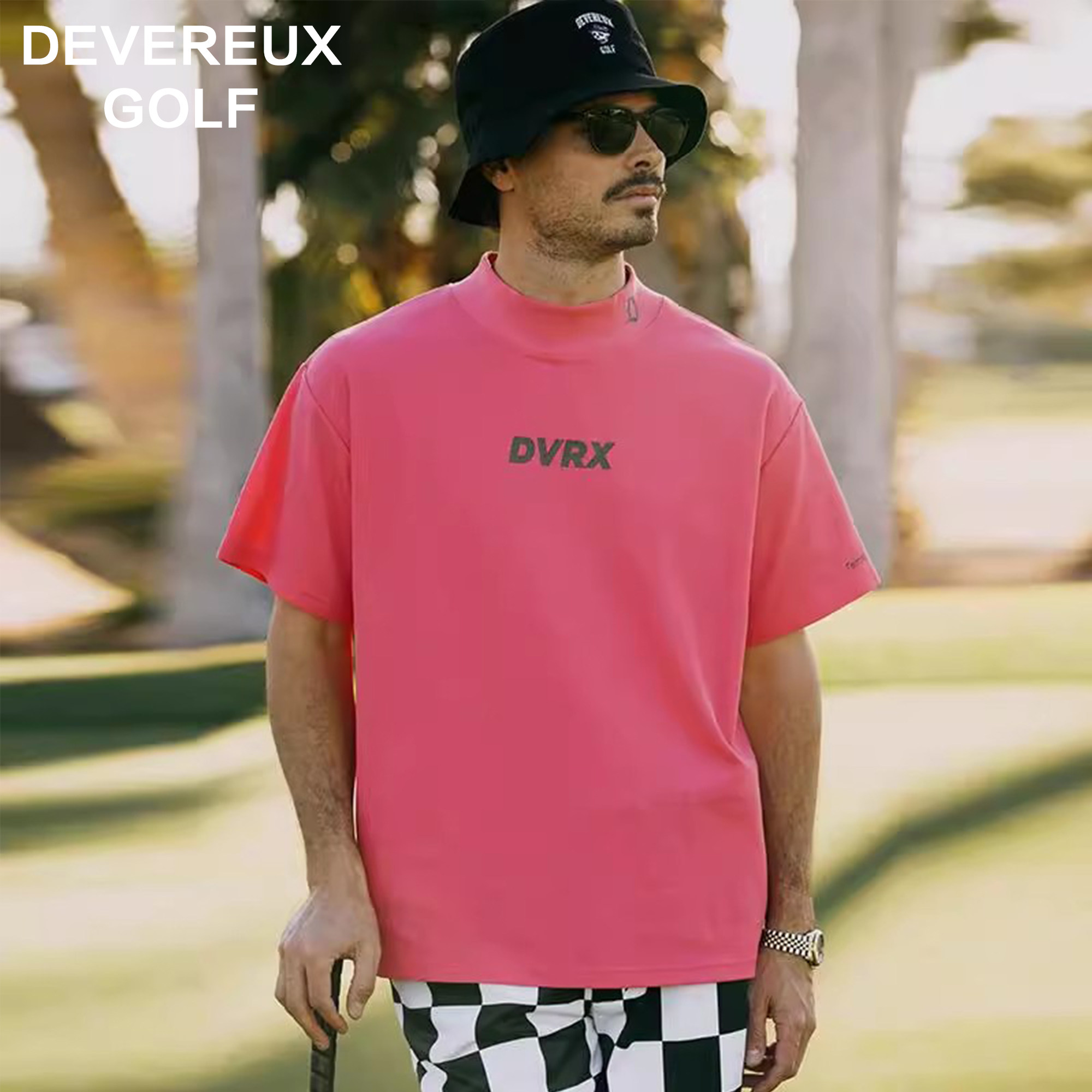 DEVEREUX GOLF高尔夫蝎子印花立领吸湿排汗透气休闲运动短袖T恤