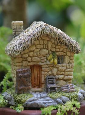 创意微景观田园小房子建筑摆件鱼缸造景花盆景桌面装饰品生日礼品