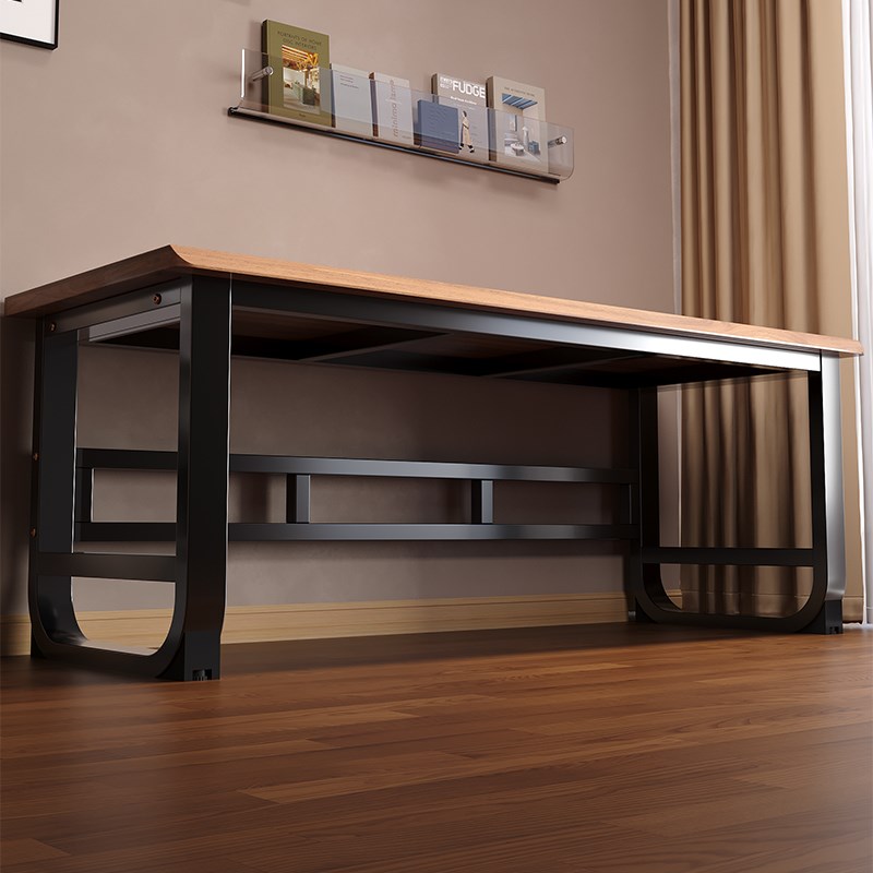 双人电竞桌台式电脑桌卧室家用斜边办公长桌子工作台加厚实木书桌