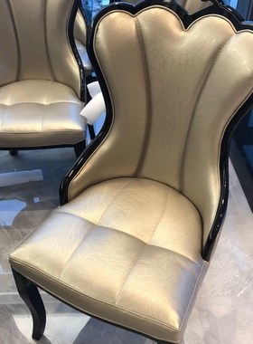 耐脏不脱皮欧式餐椅简约现代餐厅软包酒店饭店皮实木舒适深浅灰色