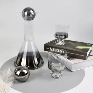 轻奢渐变烟灰色玻璃凉水壶家用样板间装 冷水壶套装 饰水壶水具摆件
