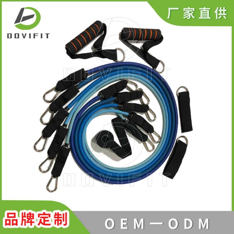 11件套拉力器150磅训练100乳胶弹力带绳健身拉力绳套装