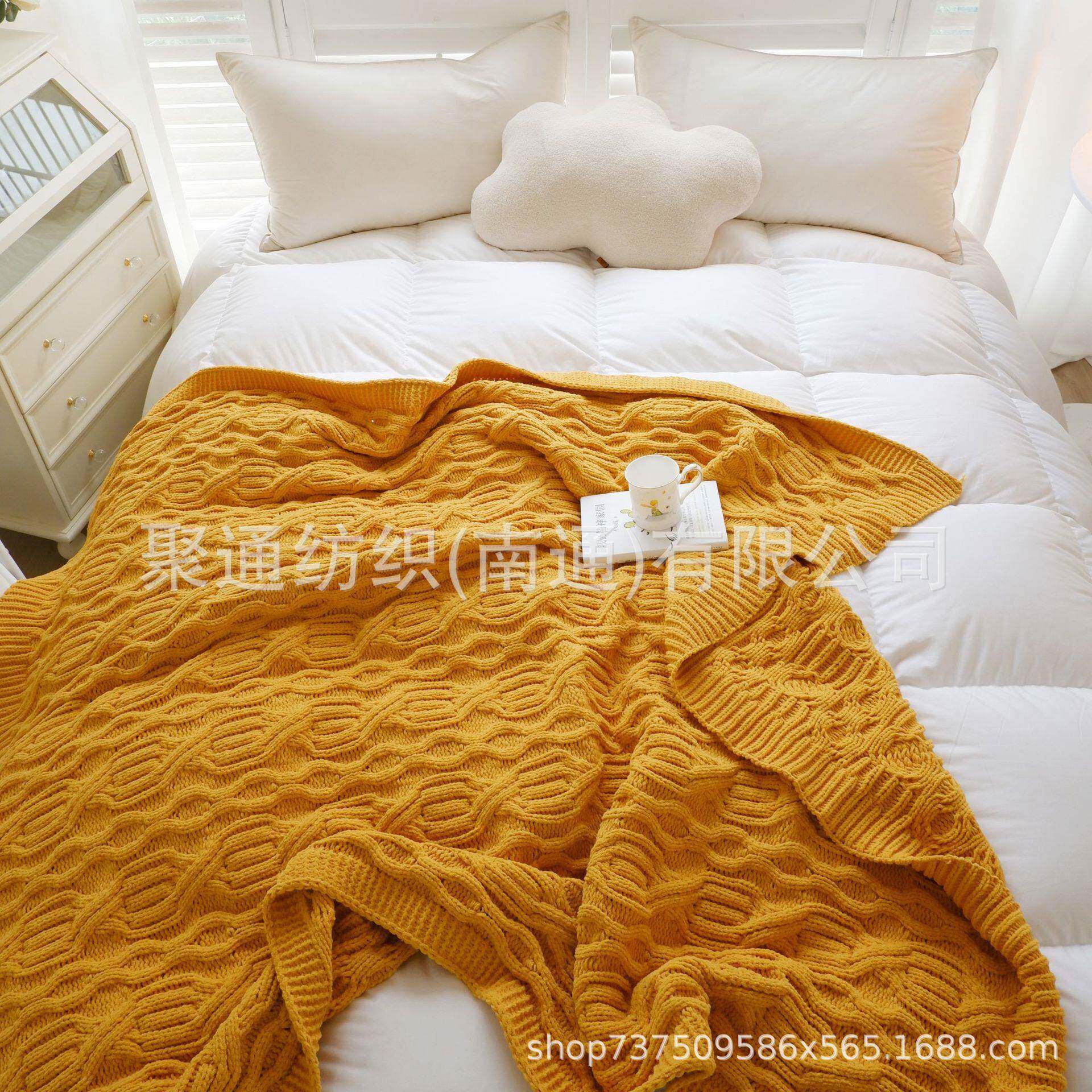 针织毛线毯雪尼尔超厚实柔软舒适透气好暖呼呼沙发盖毯床盖被羊羔