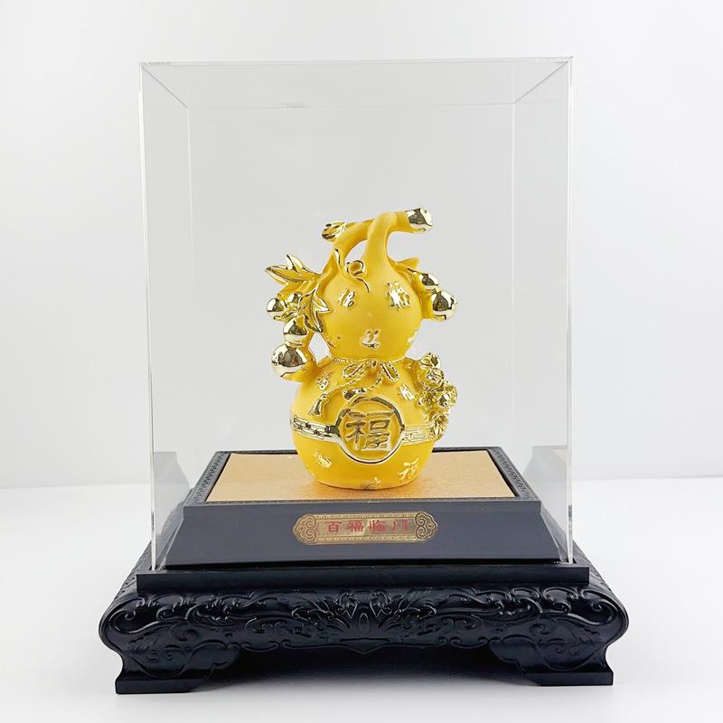 爆款热卖 绒沙金百福临门金葫芦摆件 创意中式直播爆款产品
