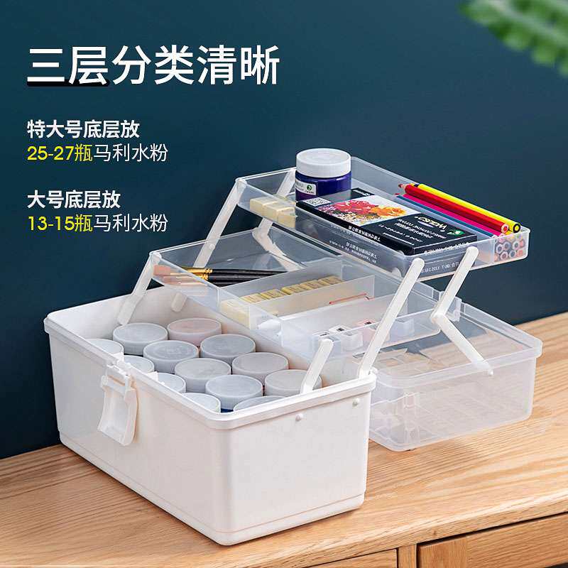 美术工具箱中小学生多功能画画箱手提式家用整理箱储物收纳盒塑料