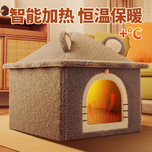 保暖封闭式 加热猫窝秋冬季 猫屋可拆洗网红猫M房子睡袋狗窝宠物用