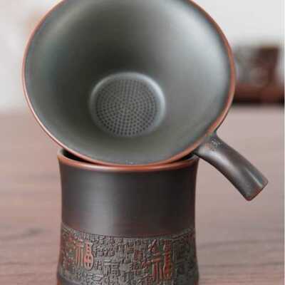 坭兴陶茶漏 钦州坭兴陶茶具配件