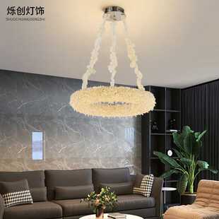 高端大气别墅客厅灯设计师样板房主卧LED极简风 轻奢水晶吊灯新款