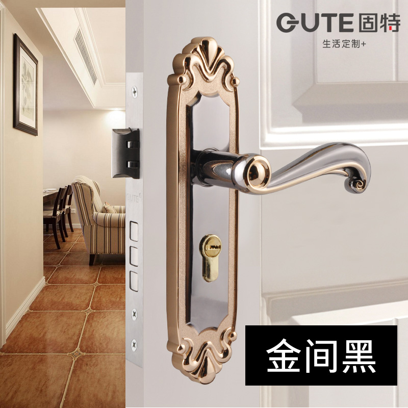 青古铜门锁室内欧式实木房门锁把手卧室防盗锁静音机械门锁