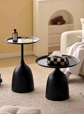 铁艺边几沙发边柜轻奢高级感小茶几小圆桌子黑色铁艺床头柜置物架