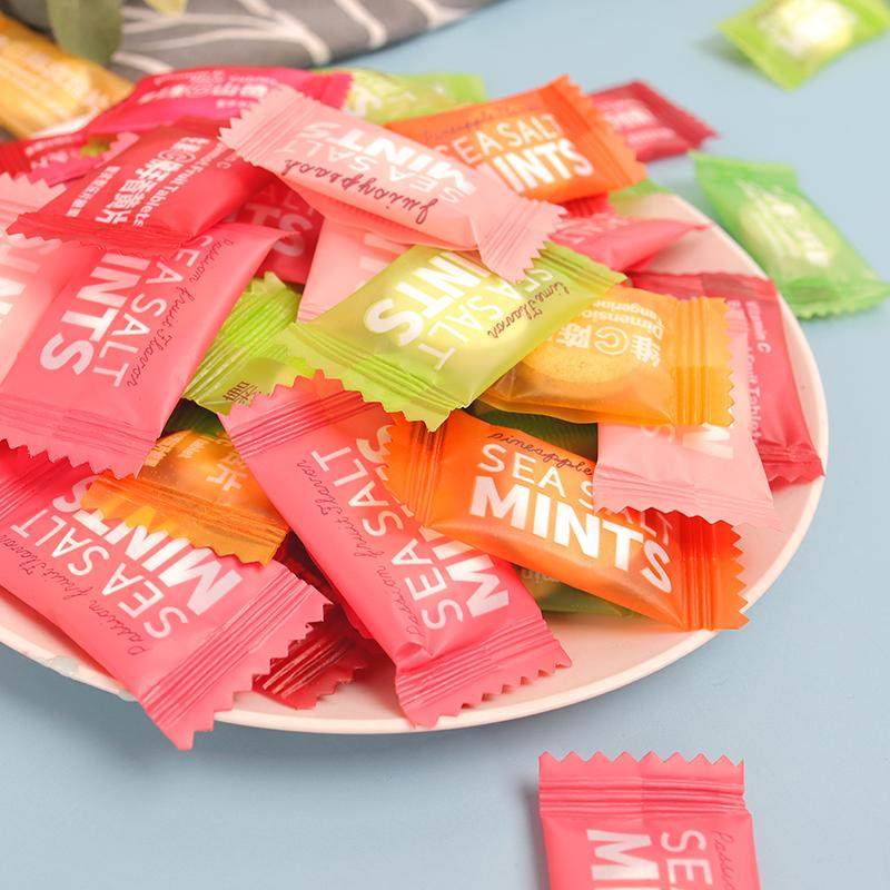 萌么么网红海盐薄荷糖山楂陈皮维C含片休闲零食公司酒店招待糖果