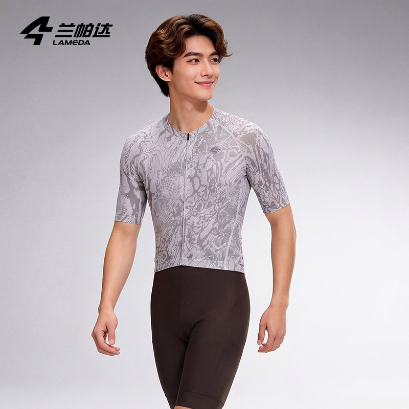 兰帕达 蛇纹骑行服男玄影短袖上衣春夏透气速干公路车山地自行车