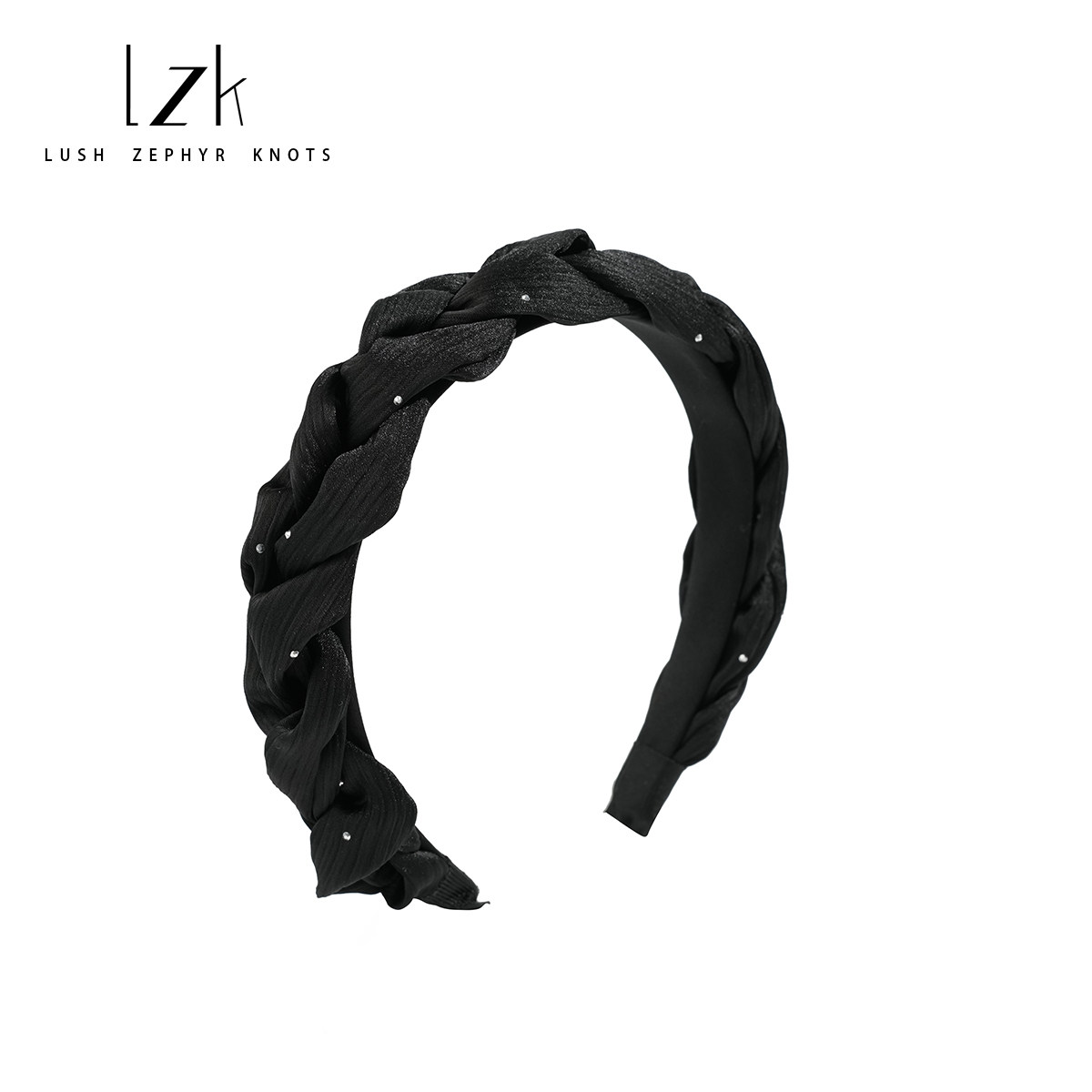 LZK（个性定制）秋冬麻花发箍小碎钻头饰发饰气质简约黑色头箍女
