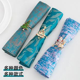 高档提花口布席巾加厚色织提花轻奢欧式 饰 装 饰布折花布样板房装