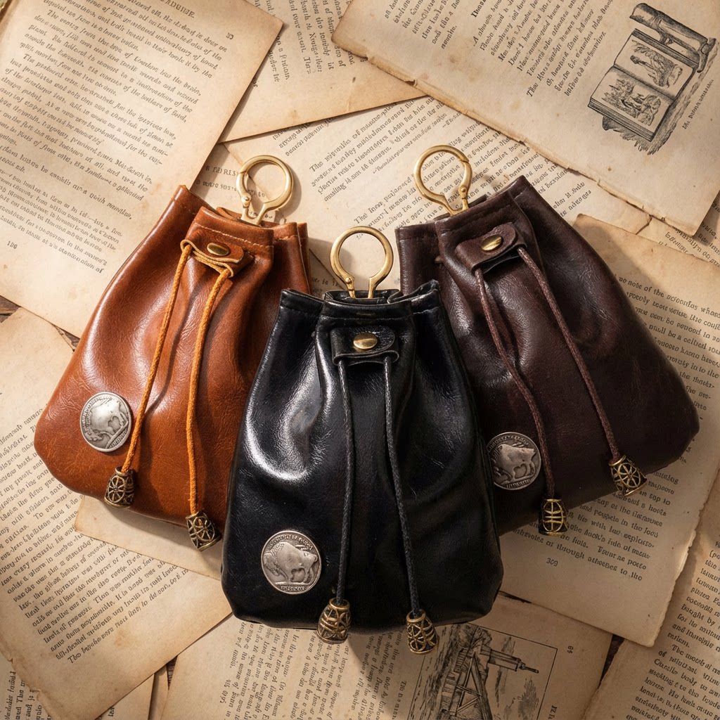 新款复古风抽绳束口零钱包女PU皮小巧耳机钥匙硬币包卡包一体钱包