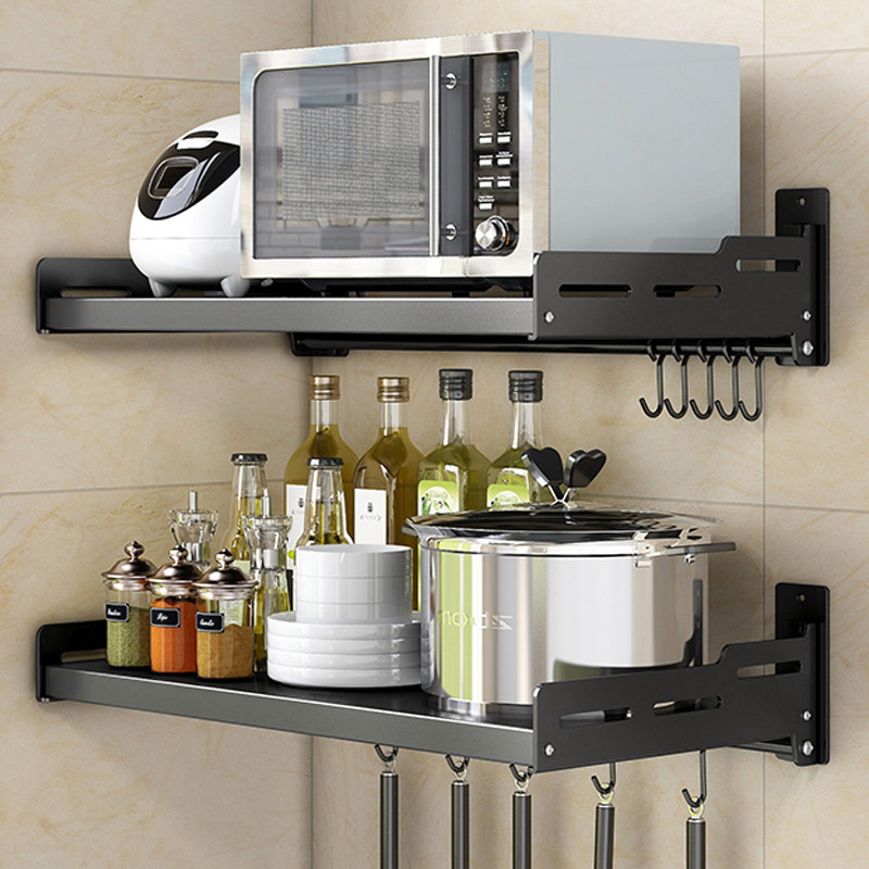 厨房免打孔置物架墙上微波炉收z纳架家用壁挂式烤箱架子不锈钢支,厨房/烹饪用具,微波炉置物架,淘宝优惠券,粉丝福利购,淘宝优惠卷