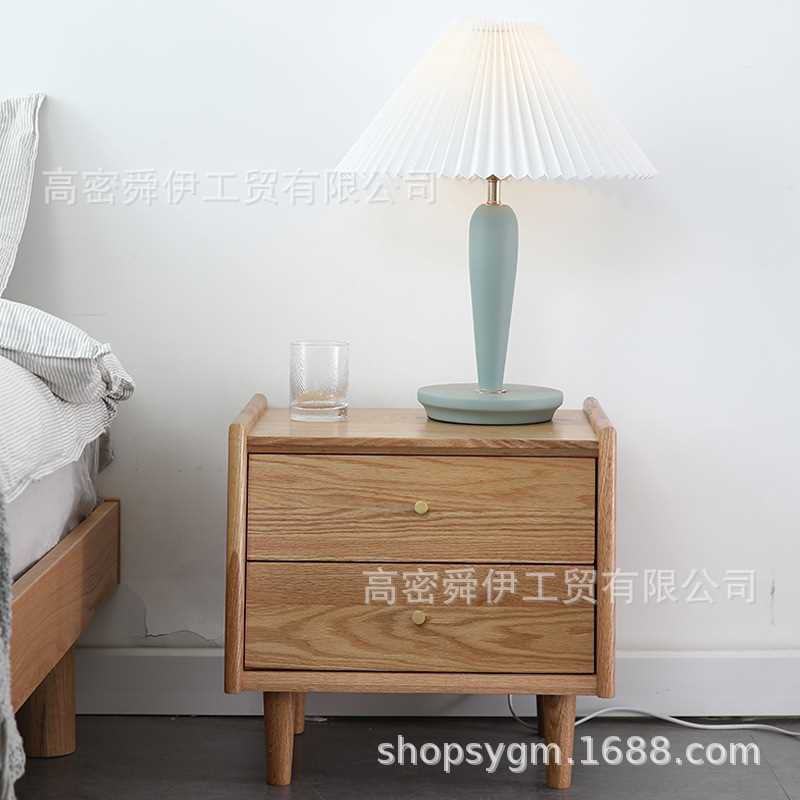 北欧简约实木床头柜酒店公寓原木床头储物收纳双抽屉柜子卧室家具