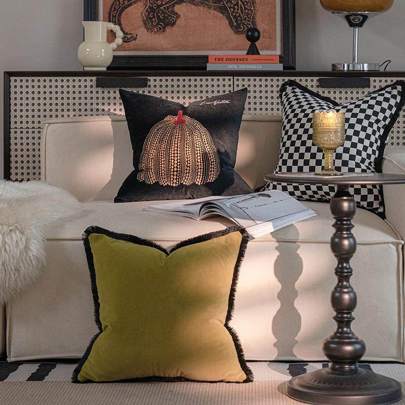 新款波点南瓜绒布鸱鸺客厅沙发抱枕法式复古靠垫中古风床头靠背垫,居家布艺,抱枕被,淘宝优惠券,粉丝福利购,淘宝优惠卷