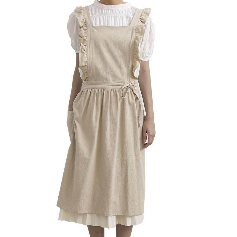 肩带荷叶花边围裙 韩版网红少女防水棉质烘焙厨房飞飞袖围裙,家庭/个人清洁工具,围裙套装,淘宝优惠券,粉丝福利购,淘宝优惠卷