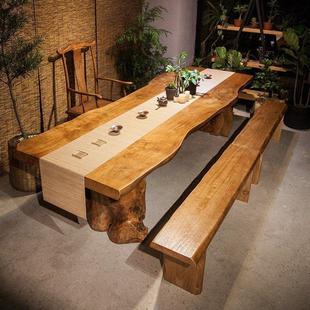 茶桌全套家用客厅禅意实木茶台大板桌茶楼茶室原木泡茶桌椅 新中式