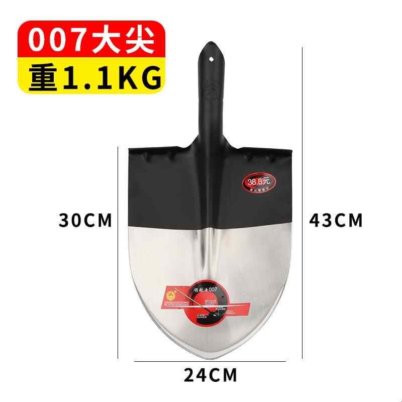 加厚锰钢锹头尖头方头铁锹挖树铲铁锨钢锹家用农用大铁锹种地挖土图片
