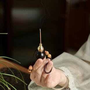 国风《福禄香插》新中式挂件线香香托葫芦插香 香盘家用挂饰香立