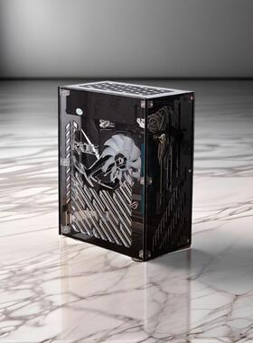 现货包邮半高ITX紧凑型DIY迷你便携HTPC全侧透明台式电脑小主机箱