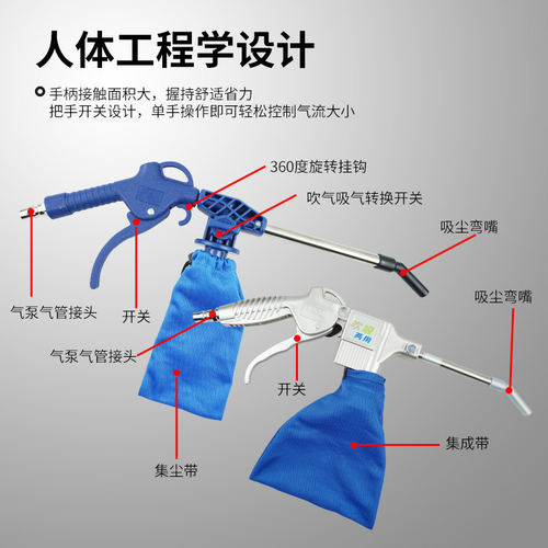 气动吹吸两用抢高压吹气吸气抢气泵吹尘吸尘枪工业缝纫机吸尘器