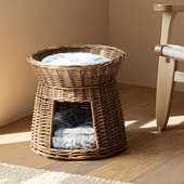 藤编猫窝四季 猫床宠物保暖狗窝垫子 通用可拆洗柳编猫咪睡垫冬季