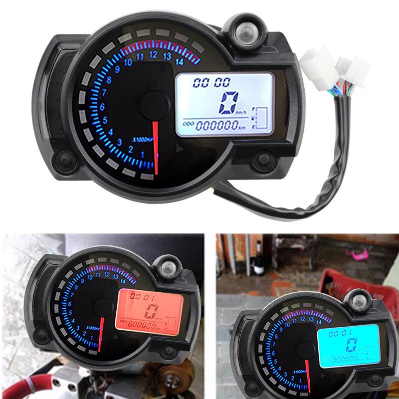 摩托车配件通用液晶仪表 越野车双色可调转速电子数字里程显挡表