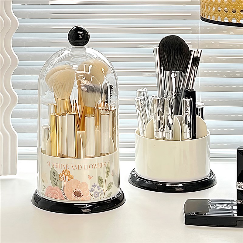 化妆刷收纳筒防尘j可旋转化妆台眉笔眼影刷子桶化妆品收纳盒置物