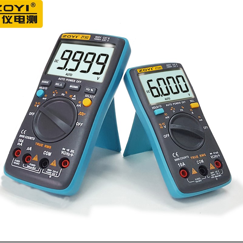 ZT302数字万用表9999背光显示,高I精度数显自动量程电工专用表