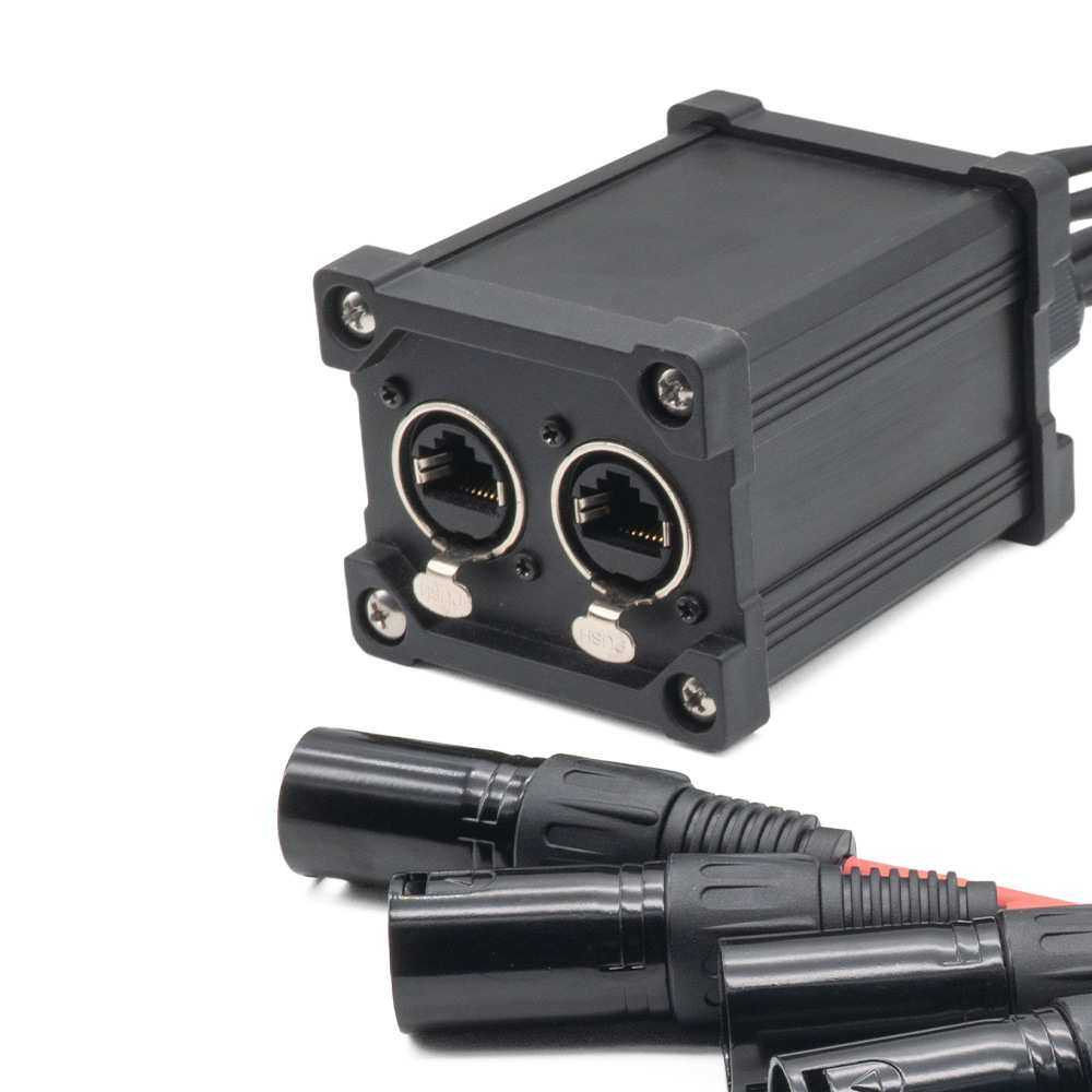 ethercon成品千兆网口卡侬头高速信号音视频传输盒XLR母头公头