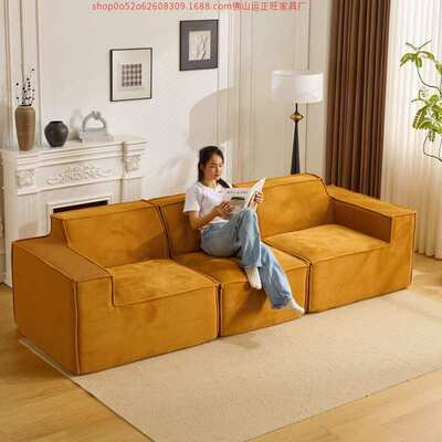外贸跨境压缩沙发Compression Sofa灯芯绒豆腐块直排组合沙发网红