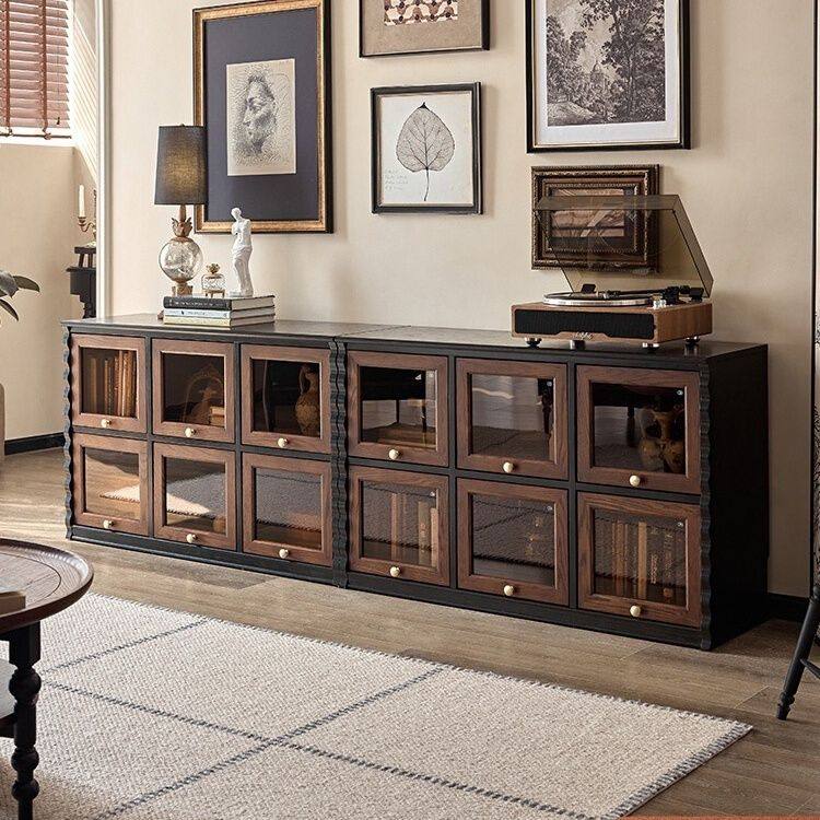 香云纱斗柜模块组合柜实木卡门客厅柜新中式电视柜中古床头柜收纳