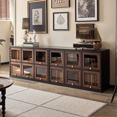 香云纱斗柜模块组合柜实木卡门客厅柜新中式电视柜中古床头柜收纳