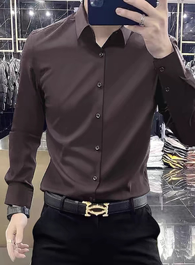 jermyn stars【意奢高定液氨】秋夏丝光免烫无痕长袖衬衫男装上衣