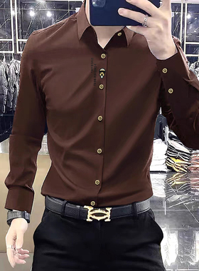 jermyn stars【意奢高定液氨】秋夏丝光免烫无痕长袖衬衫男装上衣