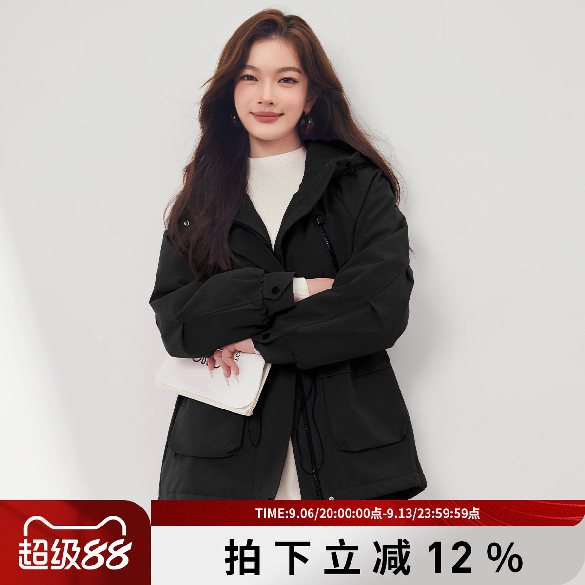 加厚保暖宽松休闲显瘦黑色外套