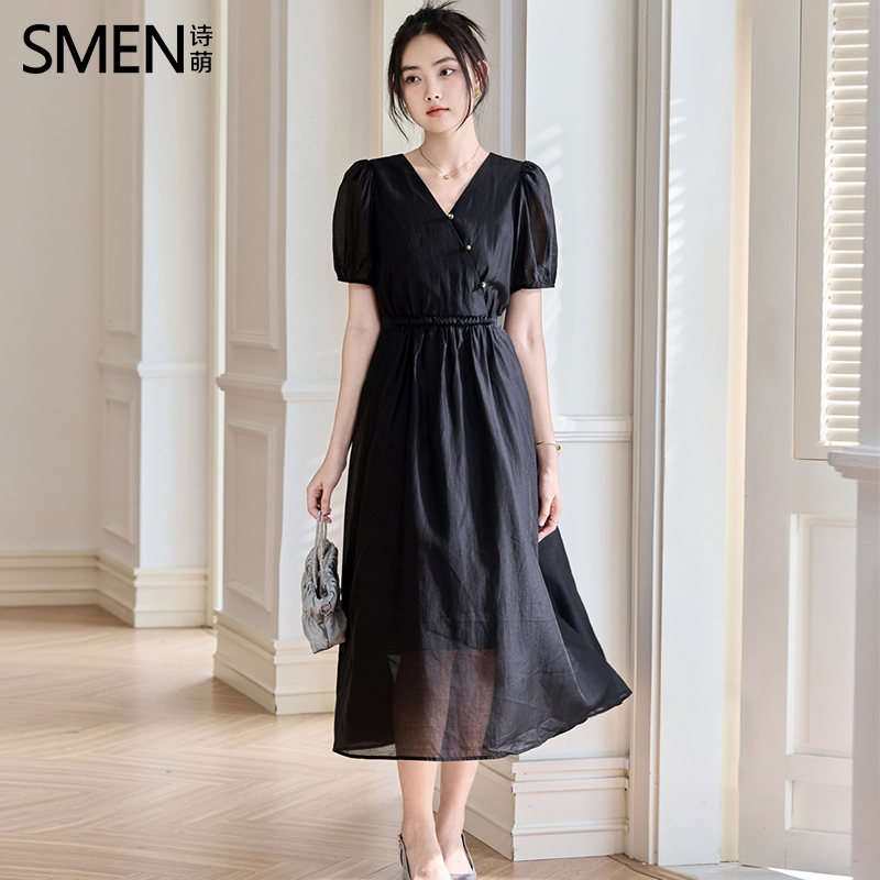 SMEN诗萌夏季法式初恋碎花连衣裙