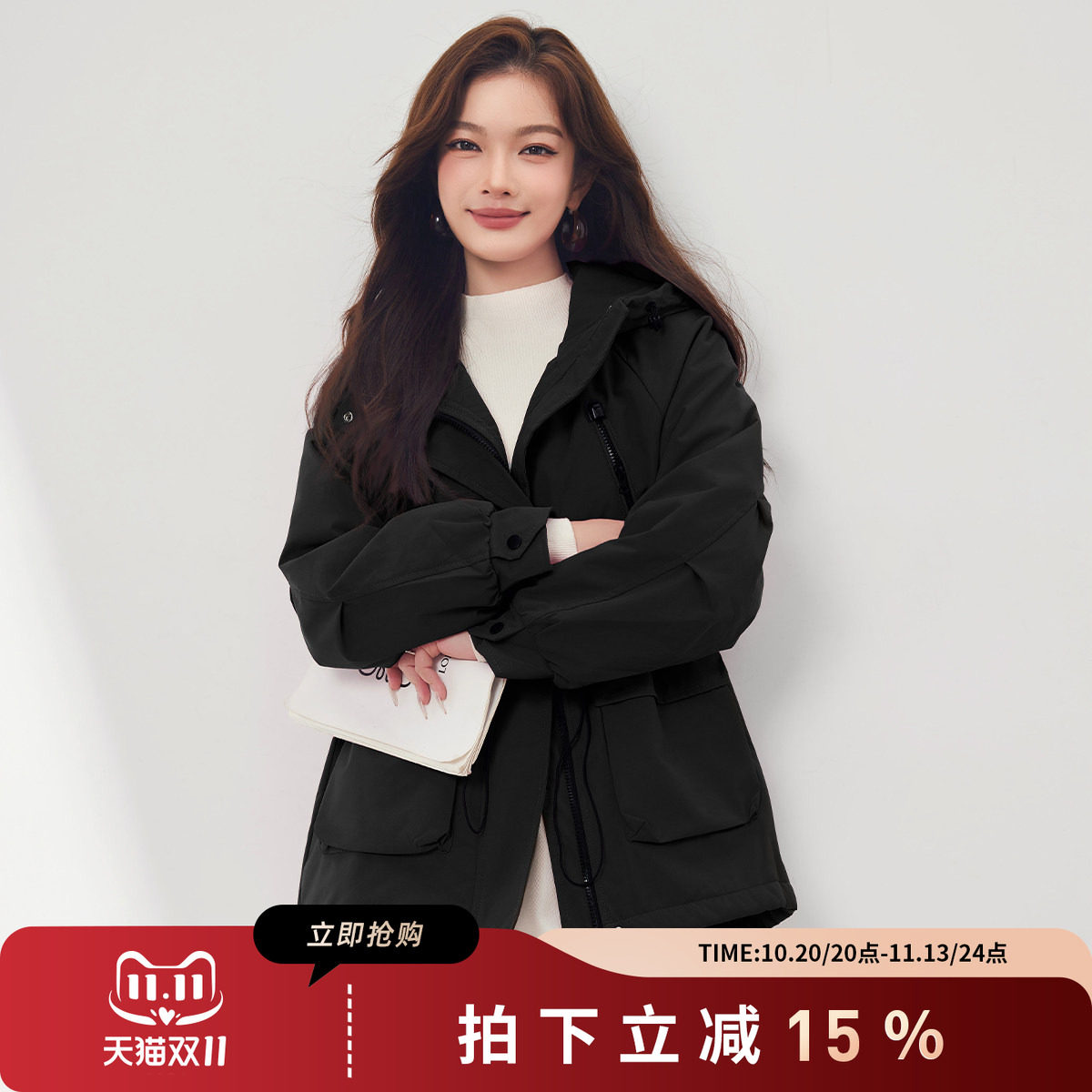加厚保暖宽松休闲显瘦黑色外套
