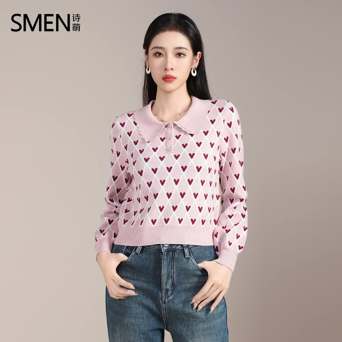 Smen娃娃领诗萌毛针织衫