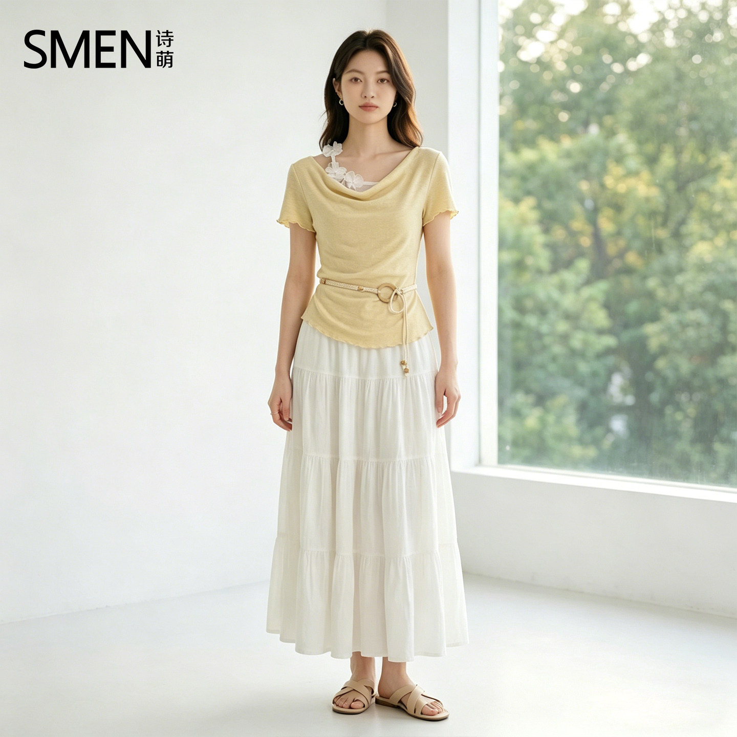 SMEN诗萌夏季T恤蛋糕裙两件套女