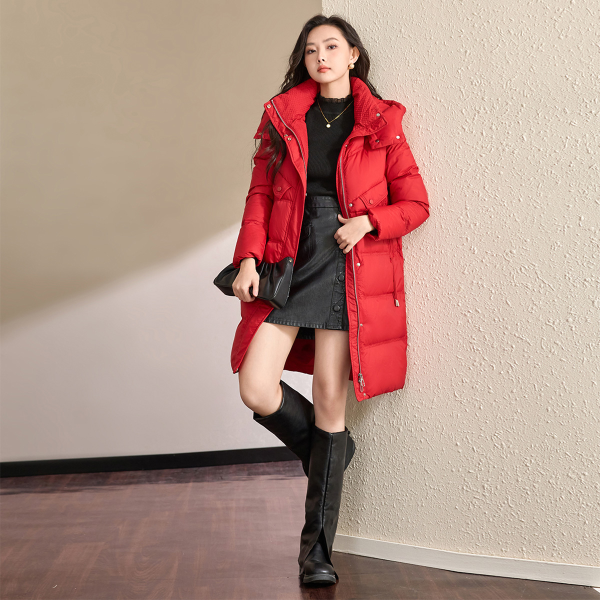 保暖连帽鸭绒Smen诗萌羽绒服