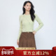SMEN诗萌高级感不对称针织衫 绿色气质上衣针织秋装 女长袖 收腰修身
