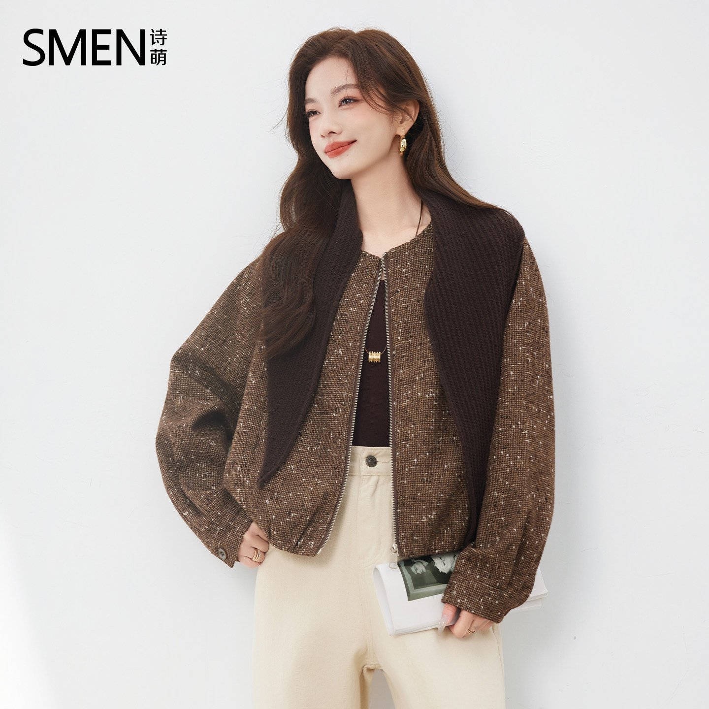 Smen诗萌复古波点外套