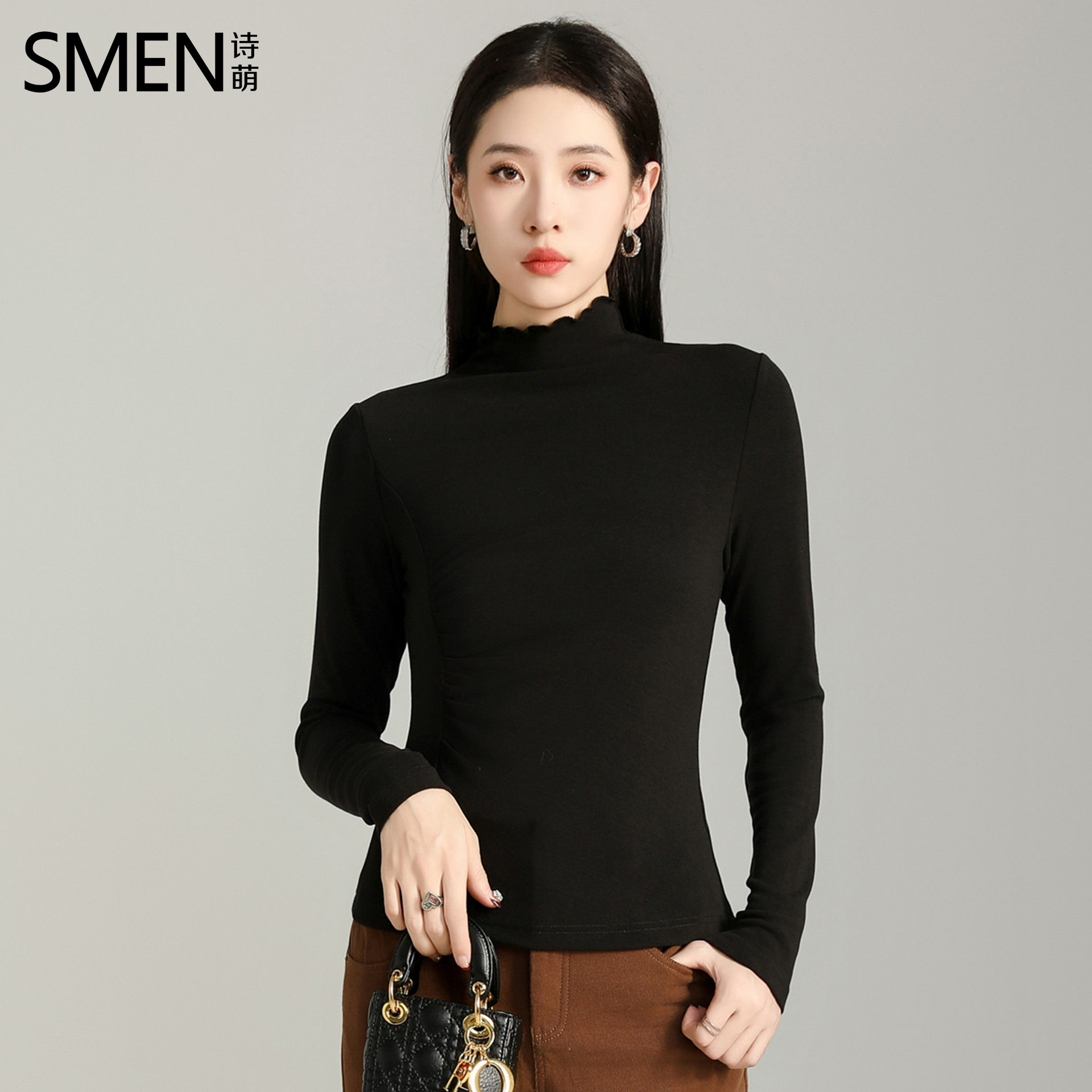 诗萌高领内搭打底衫显瘦修身上衣